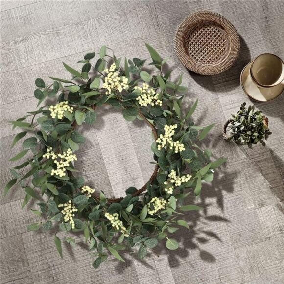 20'' Eucalyptus Wreath for Front Door, Porch, Window - Green Decor for Home - Picture 3 of 7